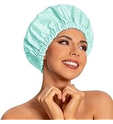 Reusable Shower Cap for Women, Large Waterproof Shower Bonnet Washable Elastic Band Bath Hair Hat...