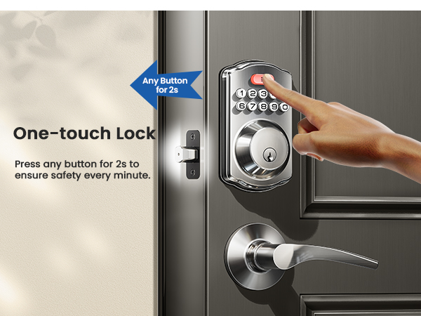 keyless entry door lock with handle