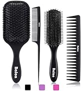 4Pcs Paddle Hair Brush, Detangling Brush and Hair Comb Set for Men and Women, Great On Wet or Dry...