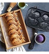 Qiilu Taiyaki Pan, Fish Shaped Waffle Cake Maker Cake Pan Bread Maker Double Pan Home Cooking Fis...
