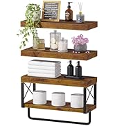 yoopin Bathroom Shelves Over Toilet, Set of 3 Floating Shelves for Wall, Toilet Paper and Towel S...
