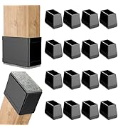 Rectangle Chair Leg Protectors for Hardwood Floors,16 PCS Silicone Covers to Protect Wood Tile Fl...