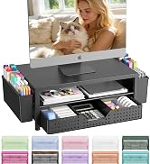 OPNICE Desk Organizers and Accessories, Computer Monitor Stand Riser with Drawer and 2 Pen Holder...
