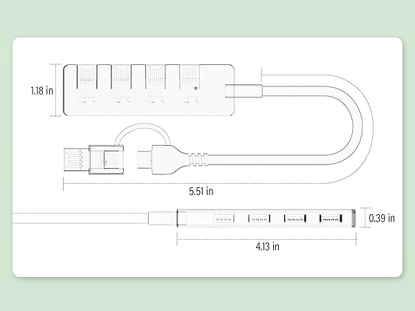 USB C to USB Hub Multiport Adapter, Aluminum 4 Ports USB C Splitter for Laptop, , Mouse, HDD
