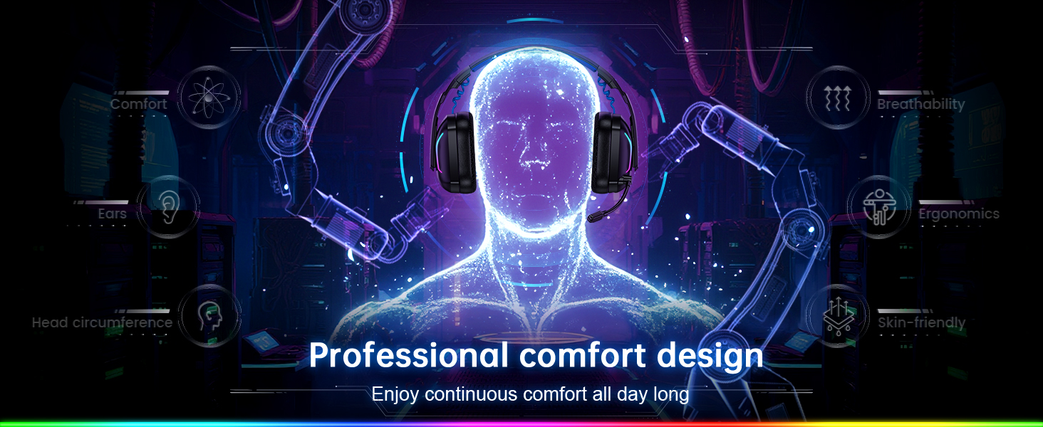 1wireless pc headphones gamer headset with microphone wireless gaming headphones with mic headset