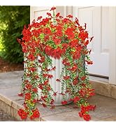 Evoio Artificial Hanging Flowers for Outdoors, 2 PCS Faux Silk Daisy Outdoor Flowers UV Resistant...