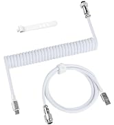 ATTACK SHARK C01PRO Custom Coiled USB-C Cable for Gaming Keyboard,Detachable Double Sleeve Braide...