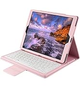 Lrufodya Keyboard Case for iPad Pro 12.9 Wireless Detachable Keyboard, Separable PU Leather Case ...