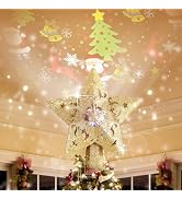 Sanniu Christmas Tree Topper - Christmas Tree Topper Lighted with 3D Rotating - LED Hollow Glitte...