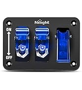 Nilight 3 Gang Toggle Switch 12V Rocker Switch Panel with LED Light and Flip Cover Heavy-Duty ON/...