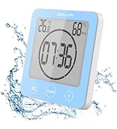 Digital Bathroom Shower Wall Clock Timer, LCD Digital Wall Clock with Suction Waterproof Temperat...
