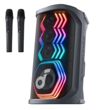 Soundcore Rave 3S AI Party Speaker with 2 Wireless Microphones, 200W Sound, AI Vocal Removal, Reverb...