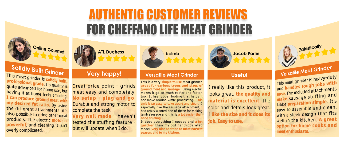 meat grinder electric AUTHENTIG CUSTOMER REVIEWS FOR CHEFFANO Life MEAT GRINDER