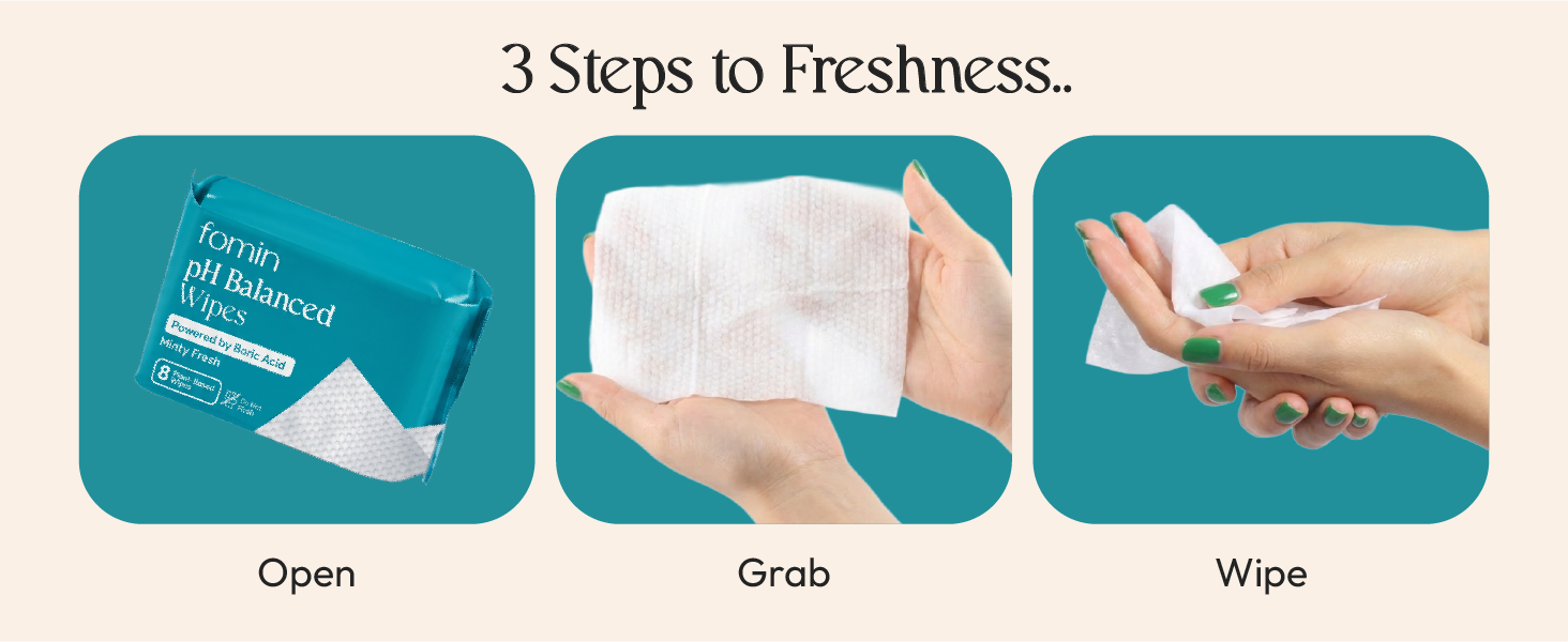Feminine Mini Wipes New - pH Balanced - Minty Fresh