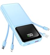 RONEGN Portable Charger with Built in Cable -20000mAh Fast Charging Power Bank USB C Slim 22.5W L...