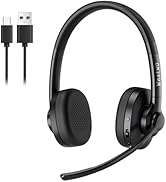 Wireless Headset for Work V5.1 Bluetooth Headset with ENC &amp; CVC Noise-Cancelling Mic and Long-Las...