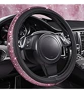 CAR PASS Bling Diamond Leather Steering Wheel Cover, Bling Sparkly Crystal Glitter Rhinestones Un...