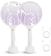 Aspectek 2 Pack Electric Fly Swatter 3000V,2 in 1 Mosquito Zapper, Rechargeable Bug Zapper Racket...