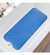 TEESHLY Bathtub Mats for Shower Tub, Extra Long Non-Slip 39 x 16 Inch Bath Mat with Drain Holes a...