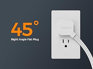 ltra Thin Flat Extension Cord 5 FT, TESSAN Slim Power Strip with USB Ports