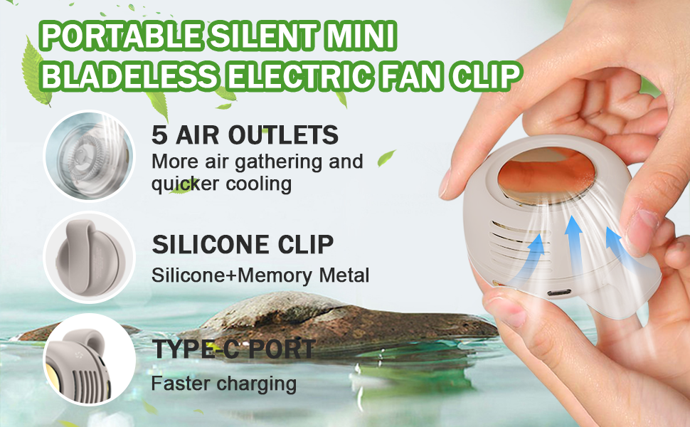 portable mini bladeless fan clip on
