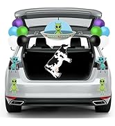 K1tpde 22PCS Halloween Alien UFO Cow Trunk or Treat Outdoor Car Decoration Kit with Balloon Backd...