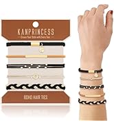 KANPRINCESS Hair Tie Bracelet, 5 Pcs Boho Hair Ties For Girls and Women, Elastic Hair Ties, Hair ...