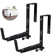 Window Box Brackets for Railing- 2 Pcs Adjustable Planter - Sturdy, Stable Flower Box Brackets fo...