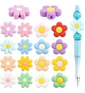 KINCHYGO, 16 Pack Colorful Flower Silicone Focal Beads for Beadable Keychain Jewelry Making