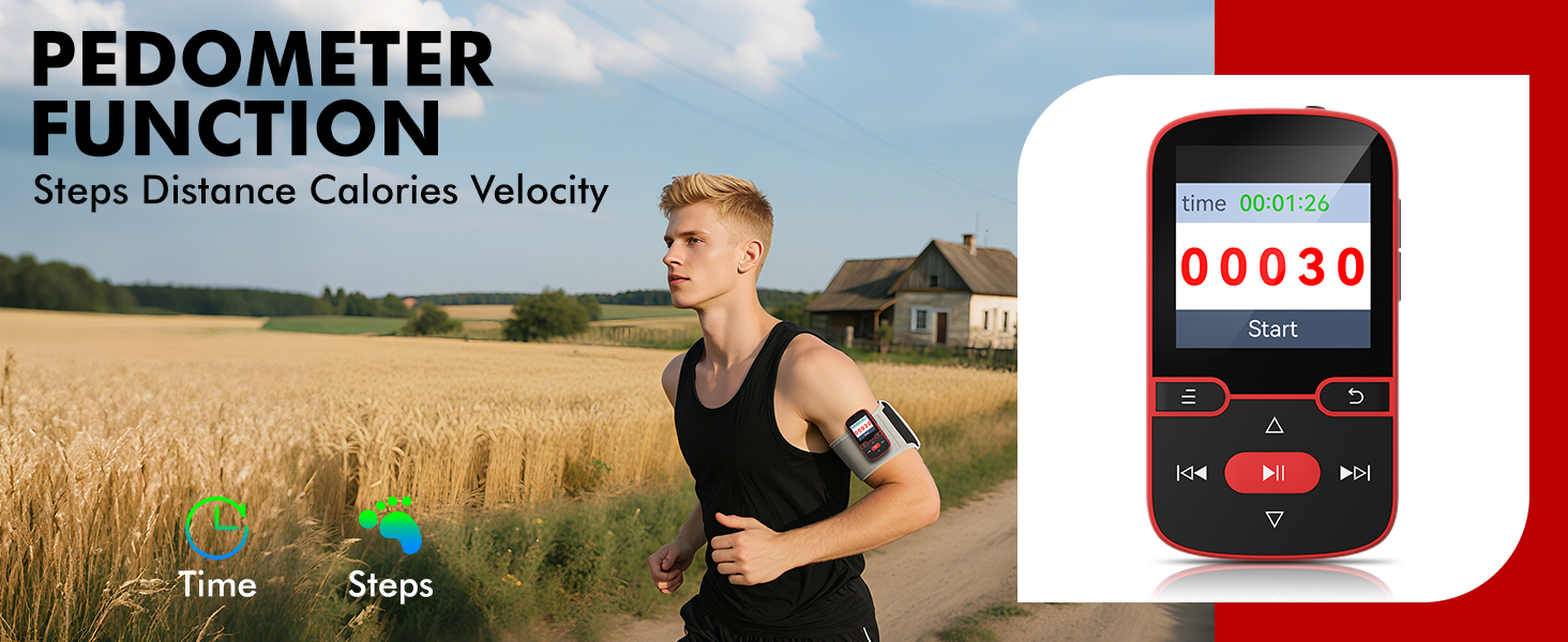 64GB Clip MP3 Player with Bluetooth 5.3, Portable Music Player with Voice Recorder 