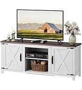 WLIVE Modern Farmhouse TV Stand for TVs up to 65", Entertainment Center with X-Shaped Barn Doors,...