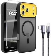 4 in 1 Magnetic for iPhone 17 Pro Max Case [with 1X Screen Protector, Braided Cable, Removable Le...