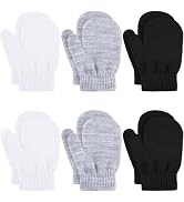 Glooarm 6 Pairs Toddler Mittens Winter Baby Mittens Gloves Kids Knitted Magic Mittens Bulk for Bo...