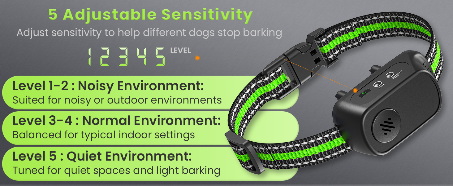 5 A adjustable Sensitivity to help different dogs stop barking