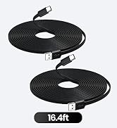 2PCS 16.4FT/5M Flat USB C Cable, Extra Long USB A to USBC Charging Power Extension Cord for Home ...