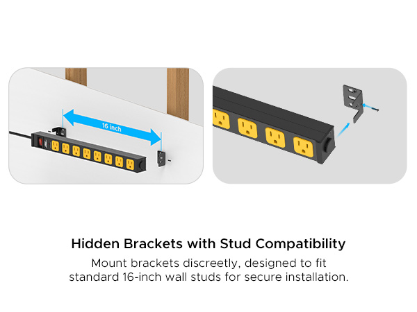 heavy duty garage office power strip wall mount