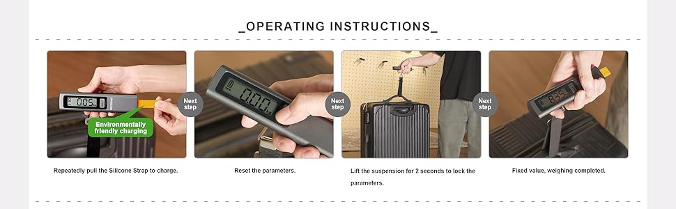 ECSiNG Portable Luggage Scale Battery Free - Digital &amp;amp; Backlit LCD Display