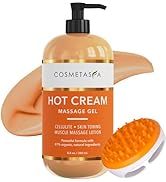 Cosmetasa Hot Cream Massage Gel with Massager Mitt- Natural and 87% Organic Cellulite Cream - Mul...