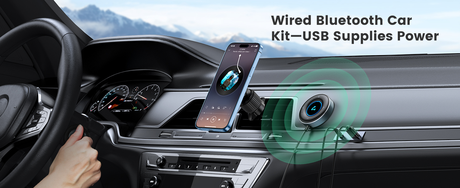Wired Bluetooth Car Kit-USB Supplies Power