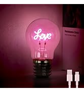 Fieldspark Love Shaped E40 Rechargeable Light Bulbs, LED Neon Table Cordless Light, Edison Art Ba...