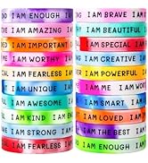 CYCLUSIVE 20 Pieces Students Inspirational Wristbands Rubber Bracelets Fun Motivational Wristband...