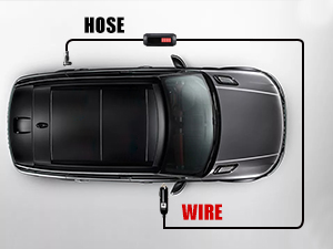 car air compressor inflating volleyball for a fun day at the beach.