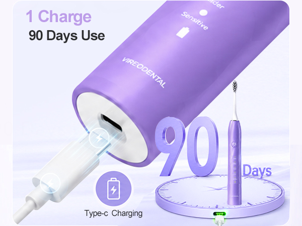 1 charge 90 days use electric toothbrush