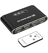 8K HDMI 2.1 Switch 3 in 1 Out, Aluminum HDMI Switcher with Remote &amp; Auto Switch, Supports 8K@60Hz...