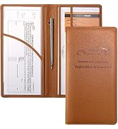 Yarnic Car Registration and Insurance Holder, Car Document Holder with Magnetic Closure, Car Orga...