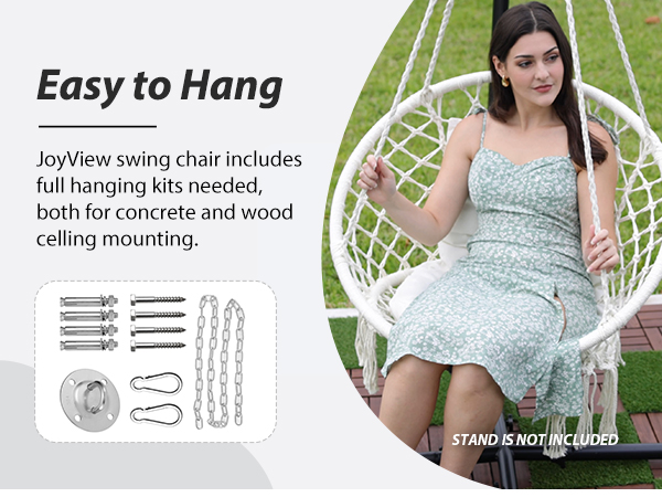 JoyView Macrame Hanging Swing Chair-3