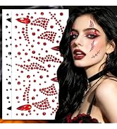 Halloween Red Black Face Gems Stickers Self Adhesive Rhinestone | Crystal face jewels for festiva...
