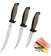 Mossy Oak 3-Piece Fishing Knife Set with Protective Sheath, Stainless Steel Filet Knife with Dual...