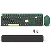 Wireless Computer Keyboards Mouse Combos, COVEVA Colorful Typewriter Retro Keyboard with Round Ke...