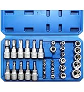 34-Piece Torx Star Bit Socket Set,CR-V Steel, E4-20, T10-60, Tamper Proof Set TT10-TT55, 5/16"F t...